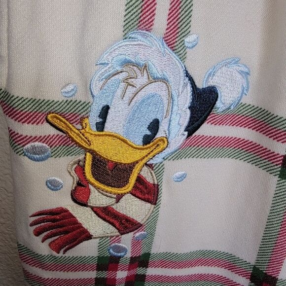 Disney Adult Lounge Pants Donald Duck Holiday Plaid Jogger Sweatpants Large - Picture 4 of 8